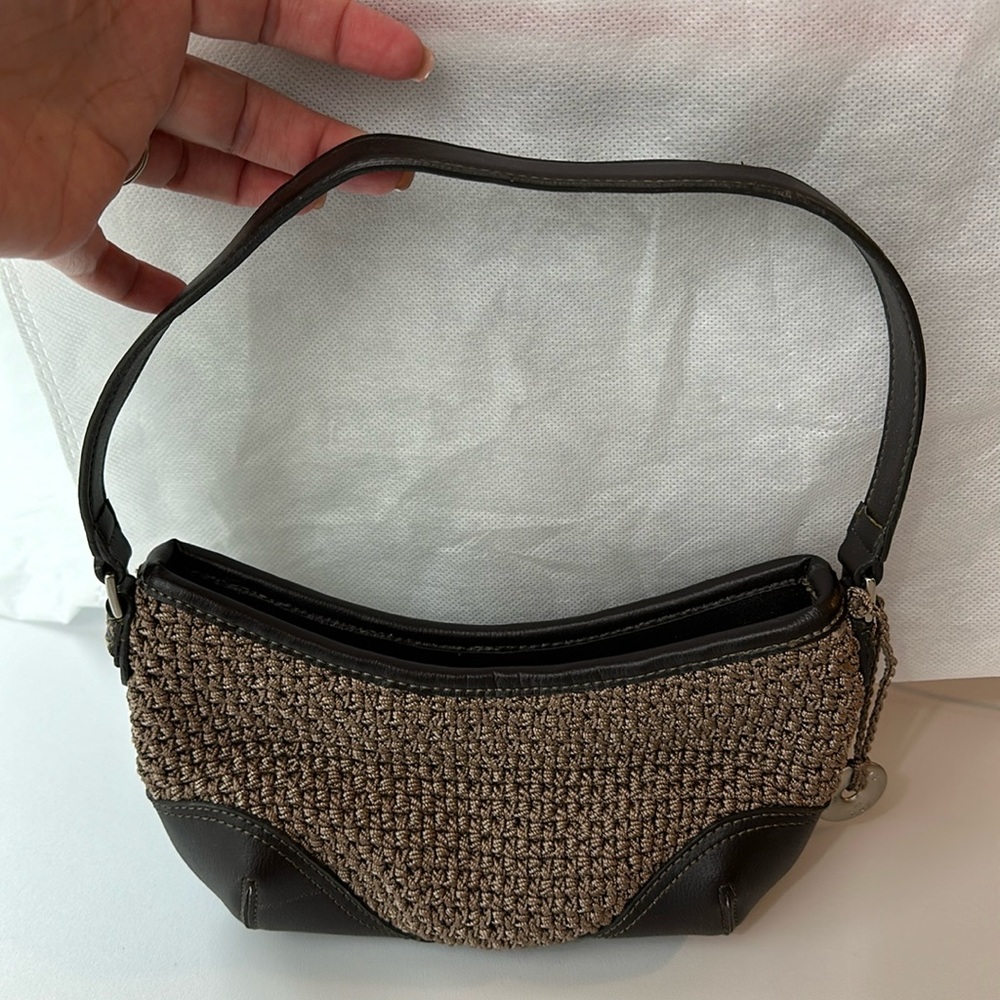 NWOT - Mini shoulder purse with woven fabric accented with leather.